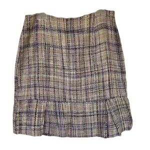 Clues Collections Womens Plaid Tweed‎ Skirt Size 14 Pastels Ruffle Hem Coquette